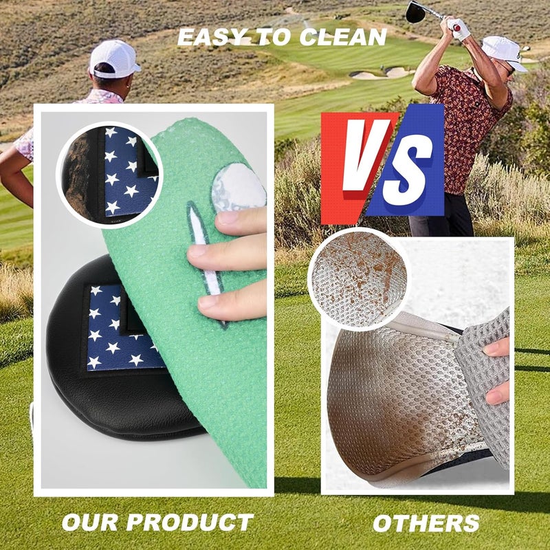 PONADA Golf Head Covers, 4pcs or 1pc USA Stars and Stripes Golf Club Covers for Woods and Driver Fairway Hybrid, PU Leather Golf Club Head Covers for Men Women with Interchangeable Tags, Fits Most Golf Clubs - Image 3